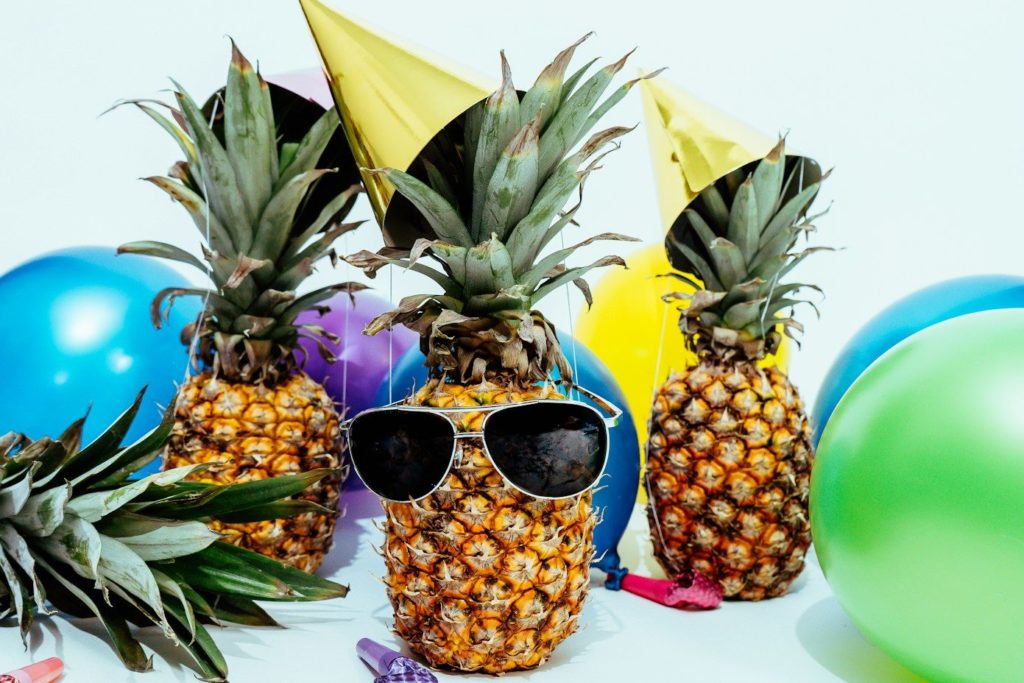 several pineapples at a party